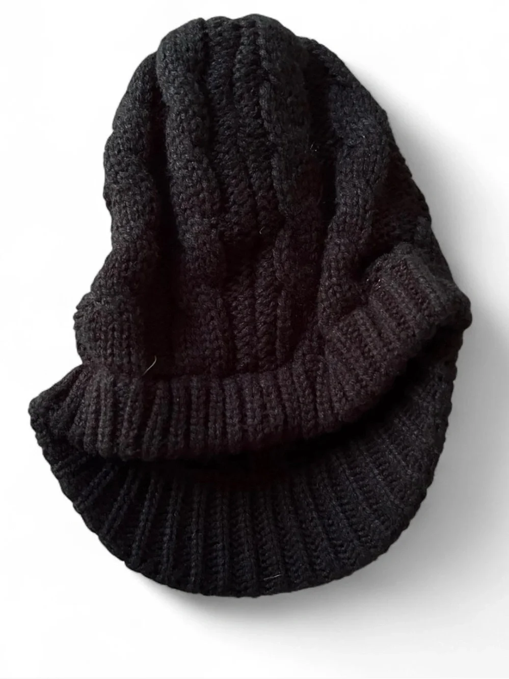roxy y2k black cable knit beanie cap hat